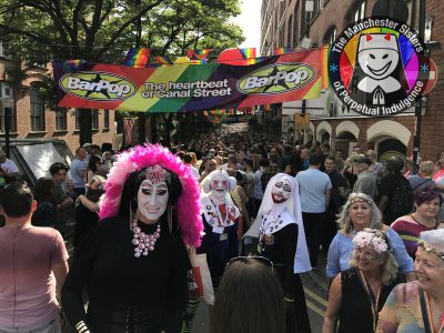 Sister-Roma-Sister-Enchante-and-Sister-Judy-parading-Canal-Street-at-Manchester-Pride-2017